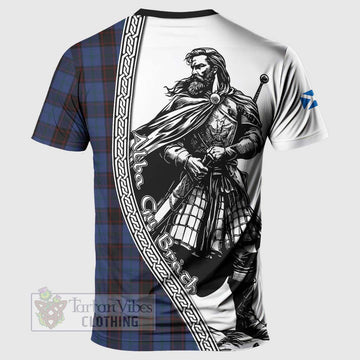 Home (Hume) Tartan Clan Crest T-Shirt with Highlander Warrior Celtic Style