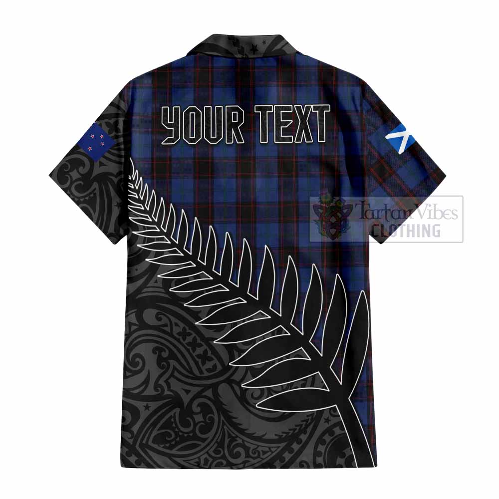 Tartan Vibes Clothing Home (Hume) Crest Tartan Short Sleeve Button Shirt with New Zealand Silver Fern Half Style