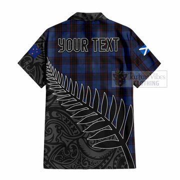 Home (Hume) Crest Tartan Short Sleeve Button Shirt with New Zealand Silver Fern Half Style