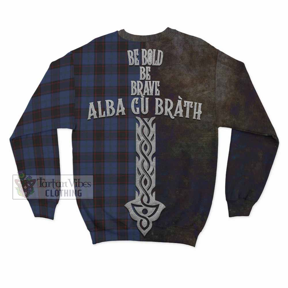 Home (Hume) Tartan Family Crest Sweatshirt Alba Gu Brath Be Brave Lion Ancient Style - Tartan Vibes Clothing
