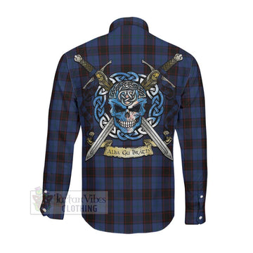 Home (Hume) Tartan Long Sleeve Button Shirt with Family Crest Celtic Skull Style