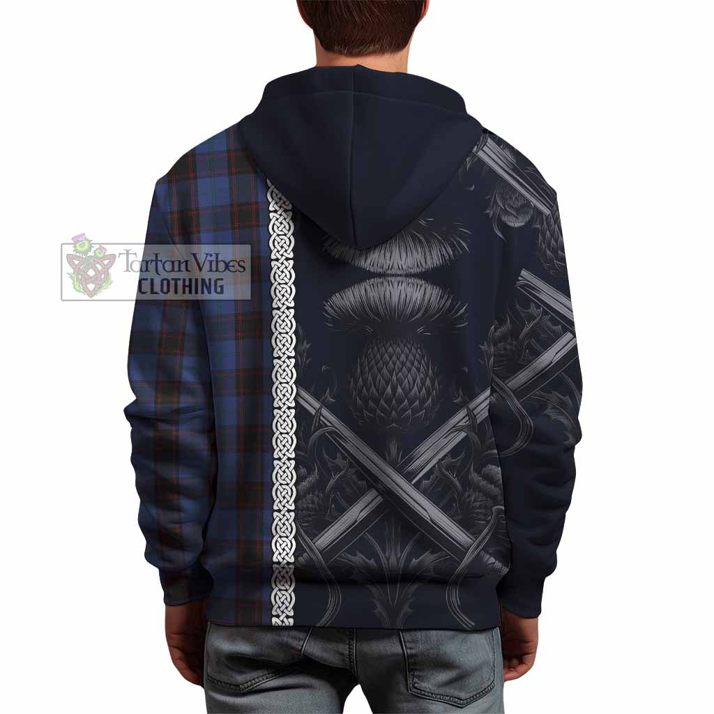 Home (Hume) Tartan Hoodie with Family Crest Cross Sword Thistle Celtic Vibes - Tartan Vibes Clothing