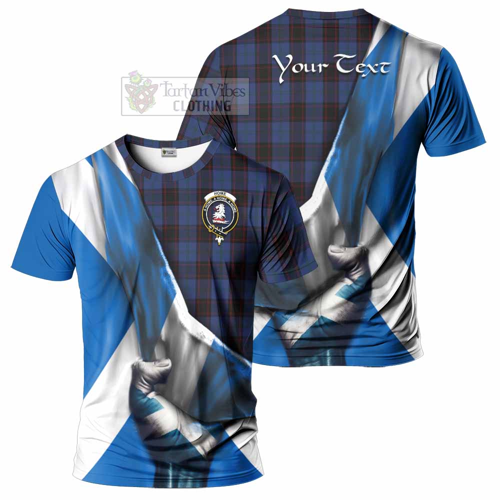 Tartan Vibes Clothing Home (Hume) Tartan T-Shirt with Family Crest Scotland Patriotic Style