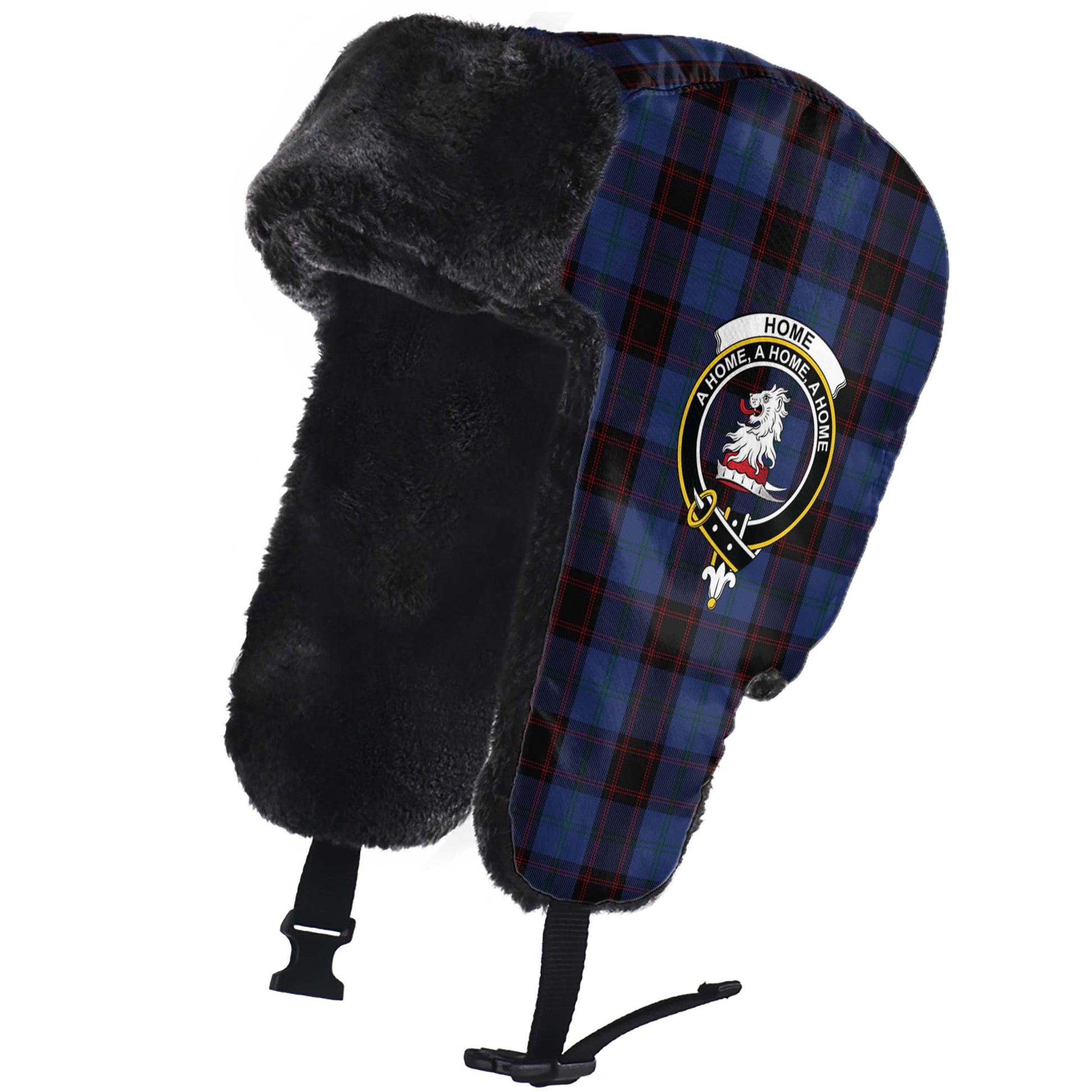 Home (Hume) Tartan Winter Trapper Hat with Family Crest - Tartanvibesclothing