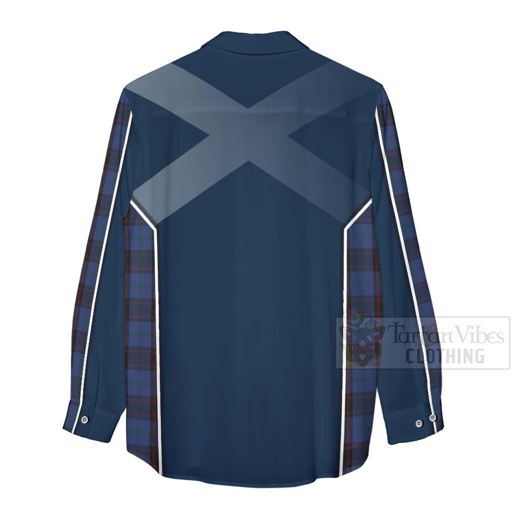 Tartan Vibes Clothing Home (Hume) Tartan Women's Casual Shirt with Family Crest and Scottish Thistle Vibes Sport Style