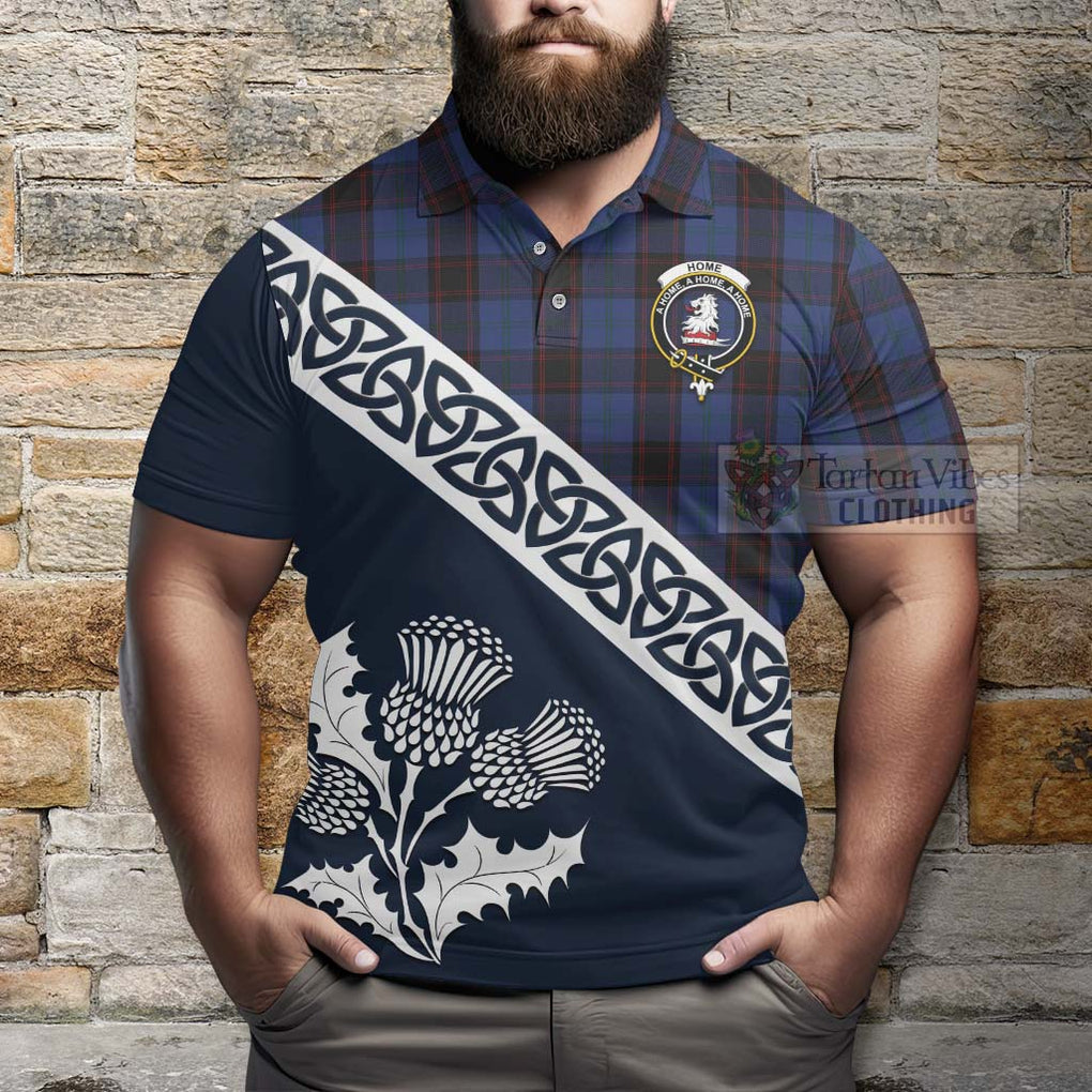 Home (Hume) Tartan Polo Shirt Featuring Thistle and Scotland Map - Tartanvibesclothing Store