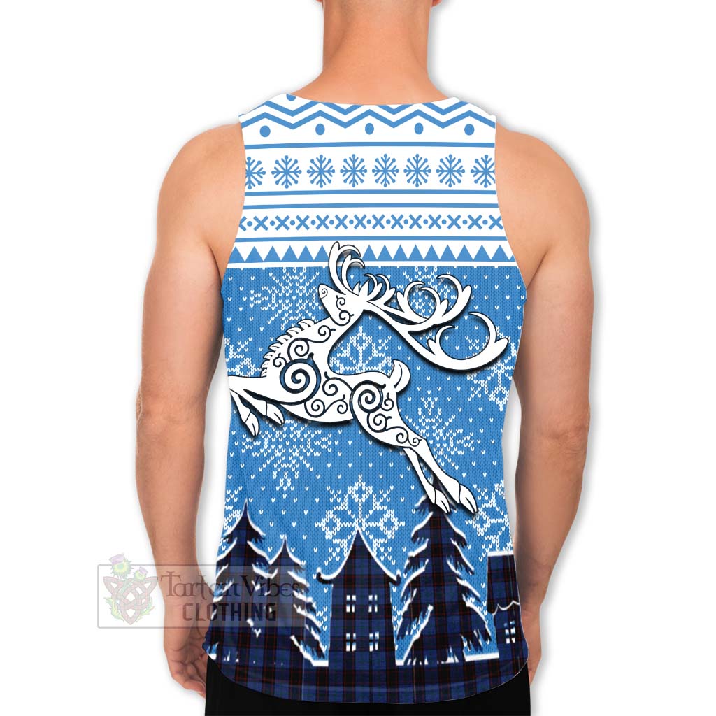 Tartan Vibes Clothing Home (Hume) Clan Christmas Men's Tank Top Celtic Reindeer Style