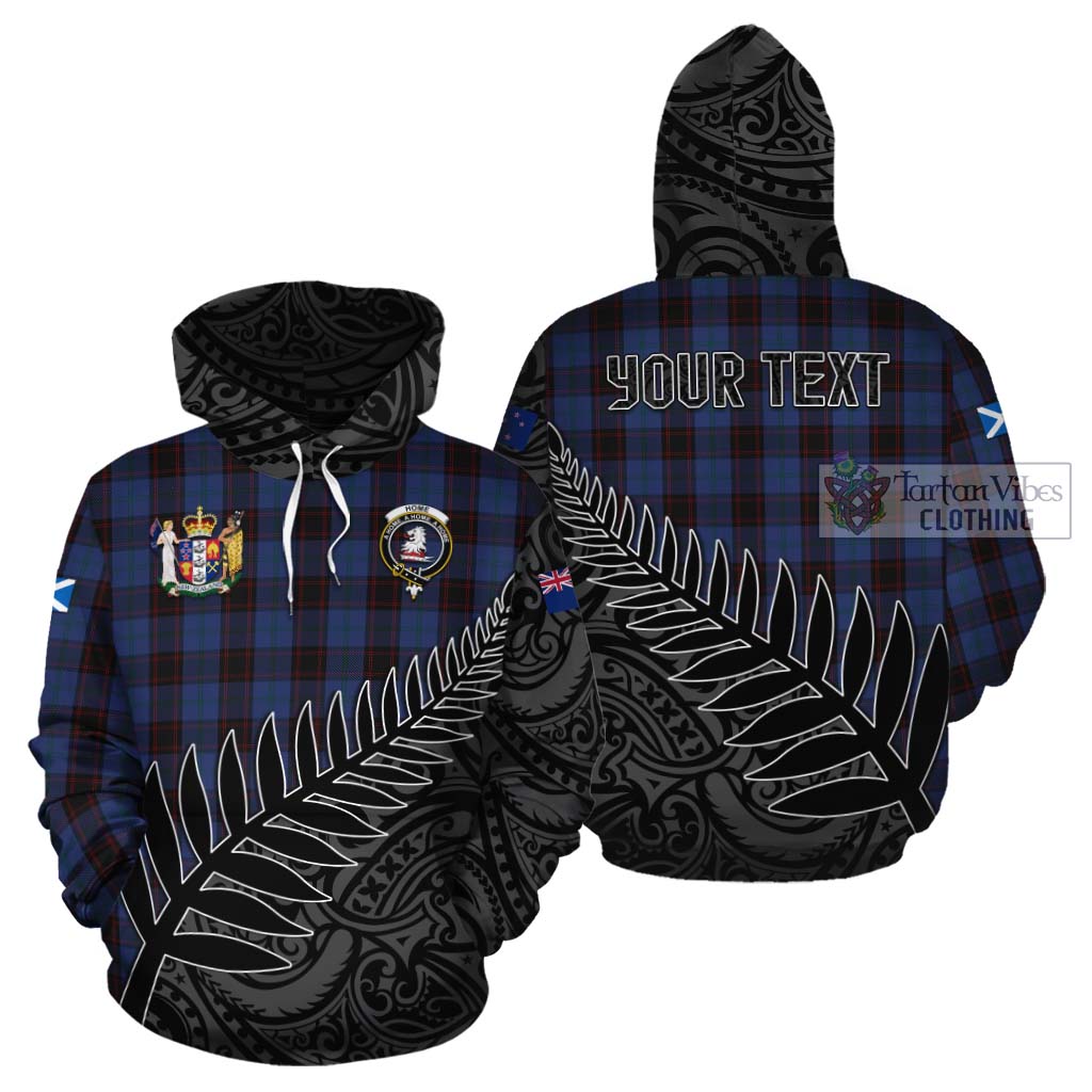 Tartan Vibes Clothing Home (Hume) Crest Tartan Cotton Hoodie with New Zealand Silver Fern Half Style