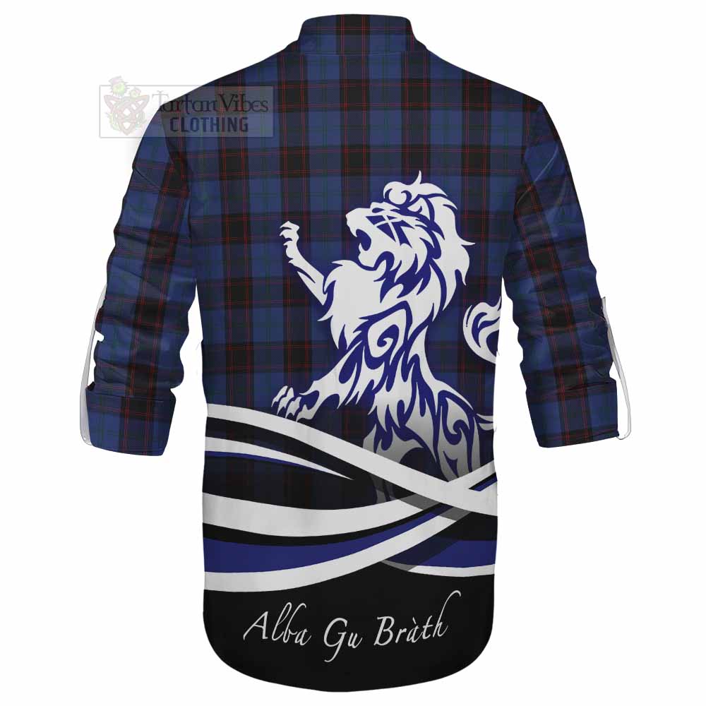 Tartan Vibes Clothing Home (Hume) Tartan Ghillie Kilt Shirt with Alba Gu Brath Regal Lion Emblem