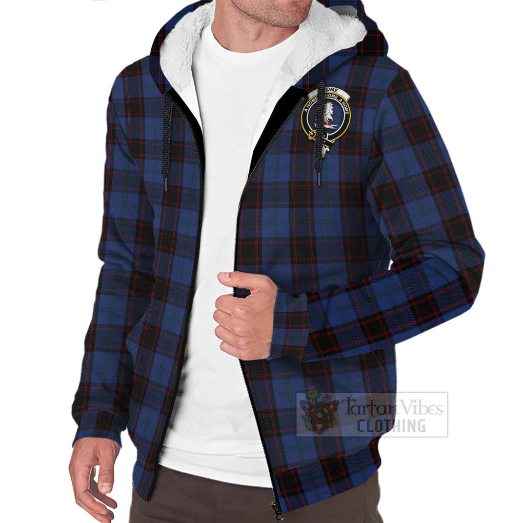 Tartan Vibes Clothing Home (Hume) Tartan Sherpa Hoodie with Family Crest Celtic Skull Style