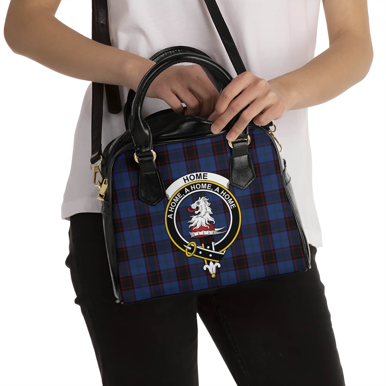 Home (Hume) Tartan Shoulder Handbags with Family Crest - Tartanvibesclothing