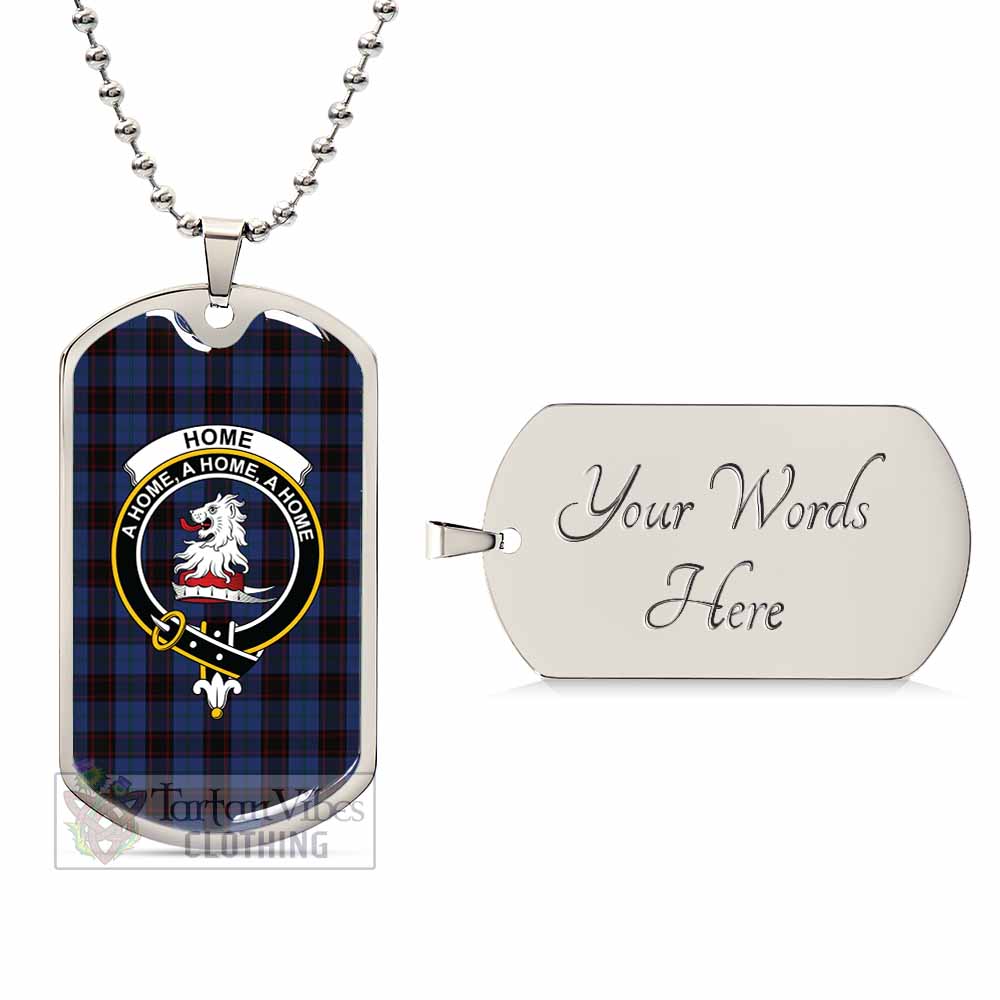 Tartan Vibes Clothing Home (Hume) Tartan Dog Tag Necklace with Family Crest