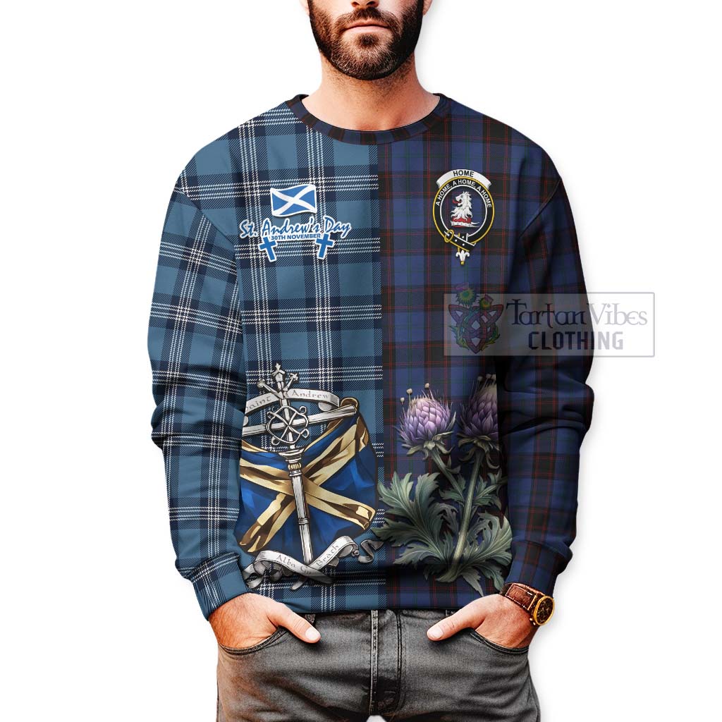 Tartan Vibes Clothing Home (Hume) Tartan Sweatshirt Happy St. Andrew's Day Half Tartan Style