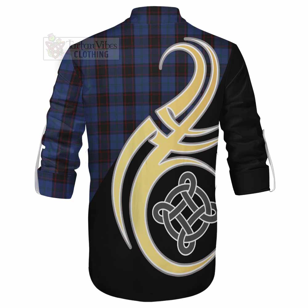 Tartan Vibes Clothing Home (Hume) Tartan Ghillie Kilt Shirt with Family Crest and Celtic Symbol Style