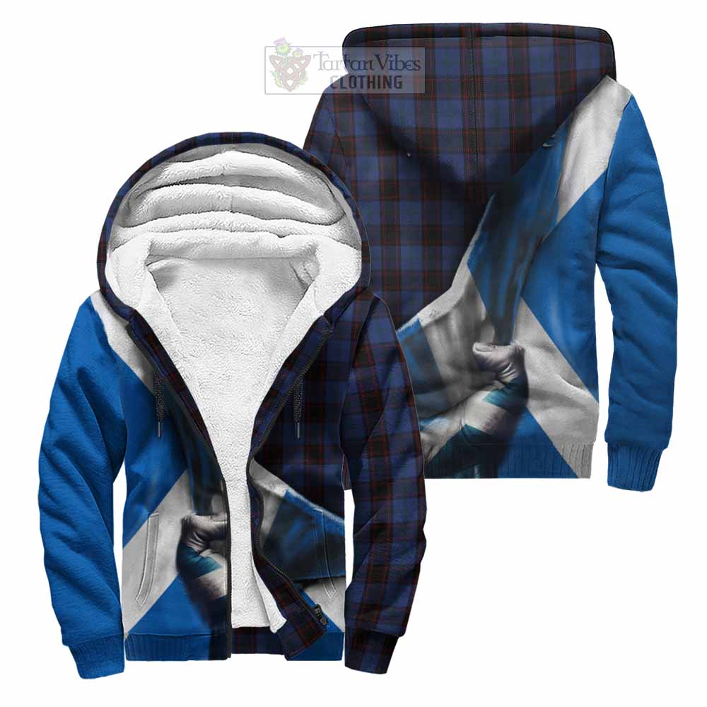 Tartan Vibes Clothing Home (Hume) Tartan Sherpa Hoodie with Family Crest Scotland Patriotic Style