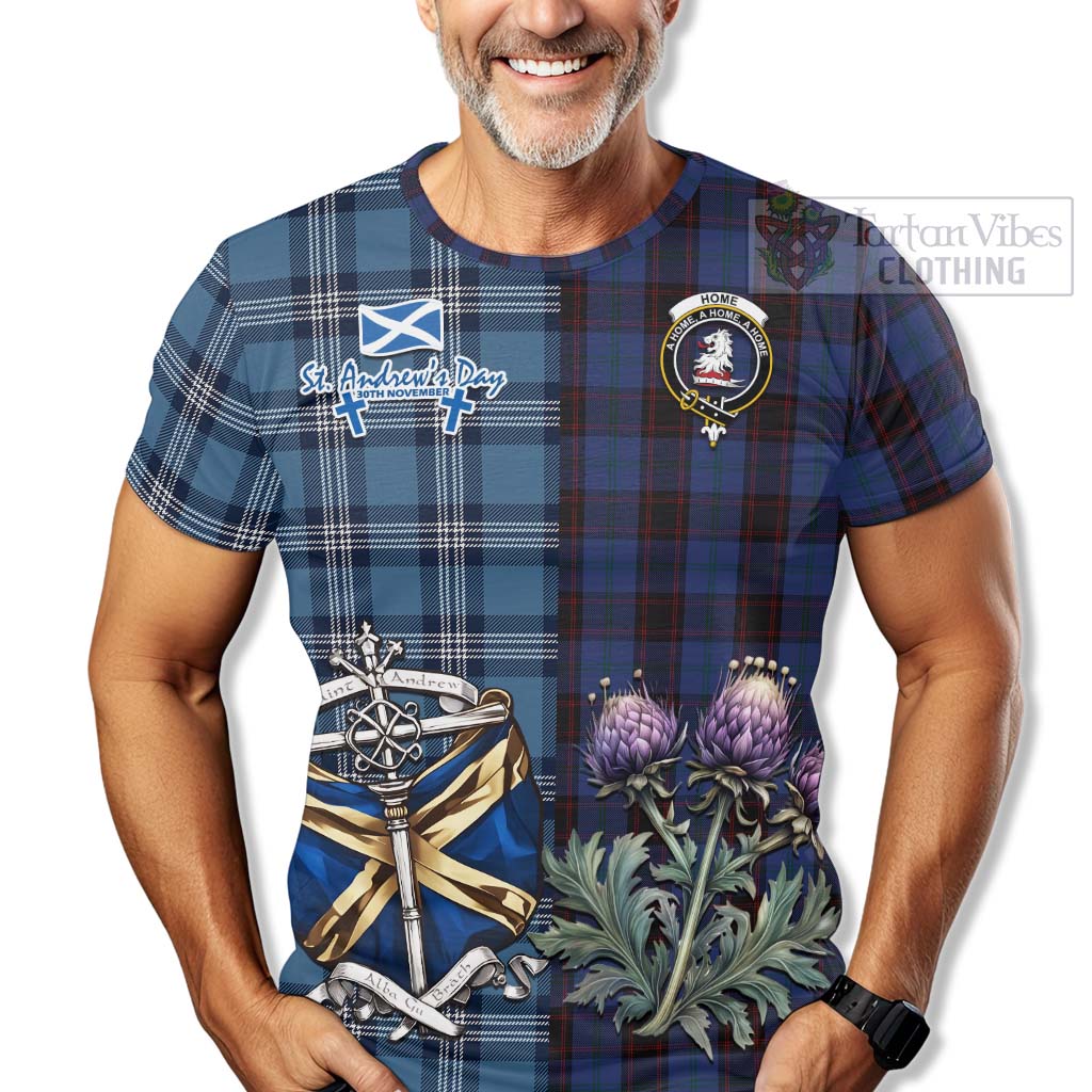 Tartan Vibes Clothing Home (Hume) Tartan T-Shirt Happy St. Andrew's Day Half Tartan Style