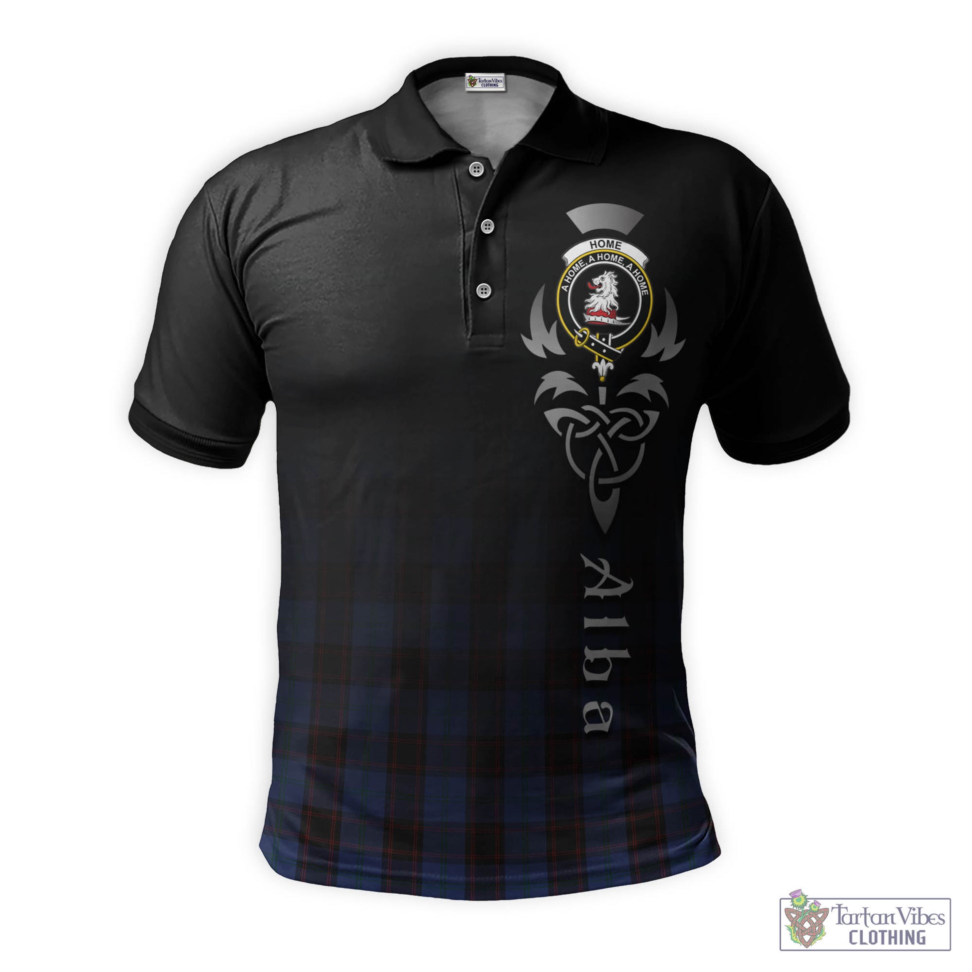 Tartan Vibes Clothing Home (Hume) Tartan Polo Shirt Featuring Alba Gu Brath Family Crest Celtic Inspired