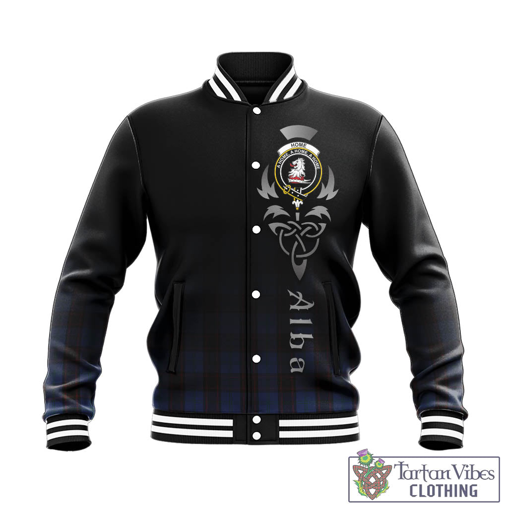 Tartan Vibes Clothing Home (Hume) Tartan Baseball Jacket Featuring Alba Gu Brath Family Crest Celtic Inspired