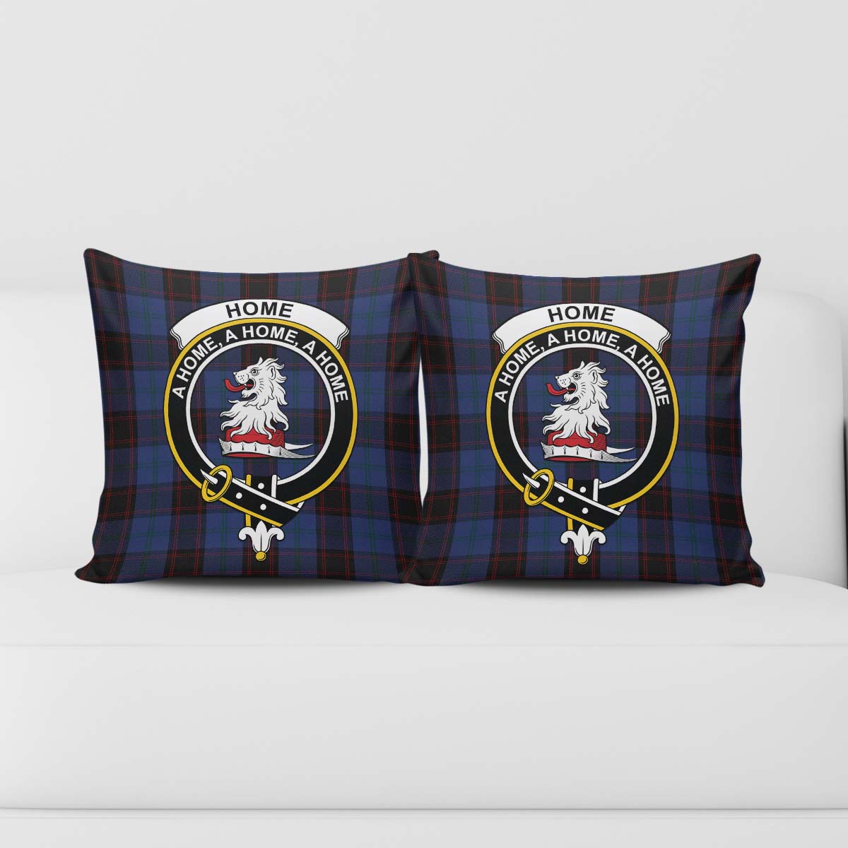 Home (Hume) Tartan Pillow Cover with Family Crest - Tartanvibesclothing