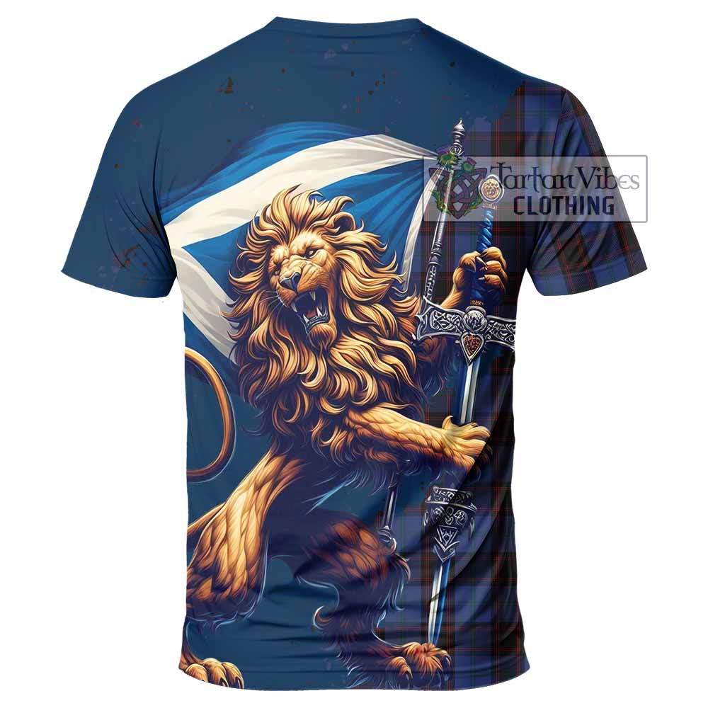 Tartan Vibes Clothing Home (Hume) Tartan Family Crest T-Shirt with Scottish Majestic Lion