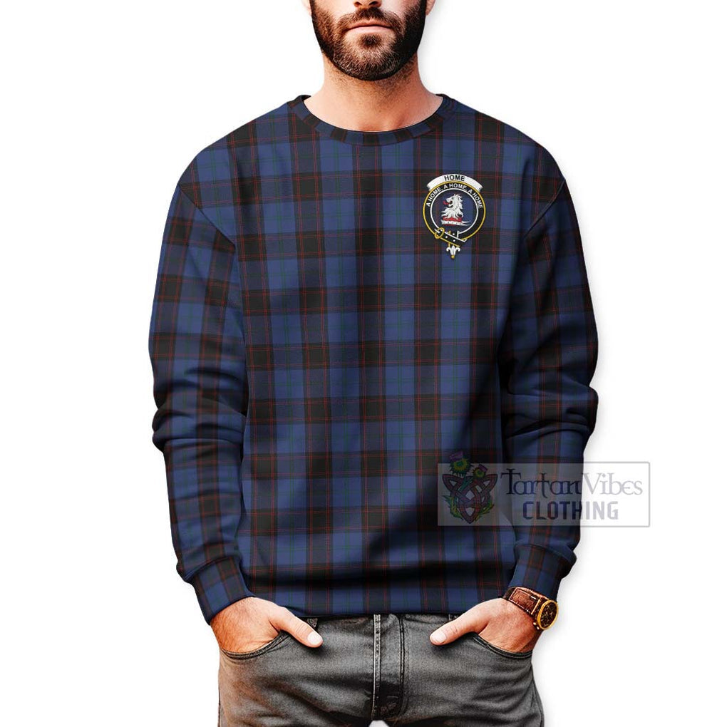 Tartan Vibes Clothing Home (Hume) Tartan Sweatshirt with Family Crest Celtic Skull Style