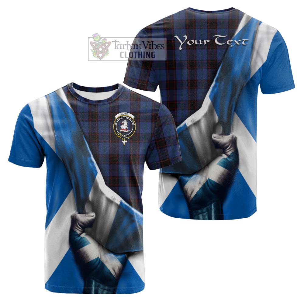 Tartan Vibes Clothing Home (Hume) Tartan Cotton T-shirt with Family Crest Scotland Patriotic Style