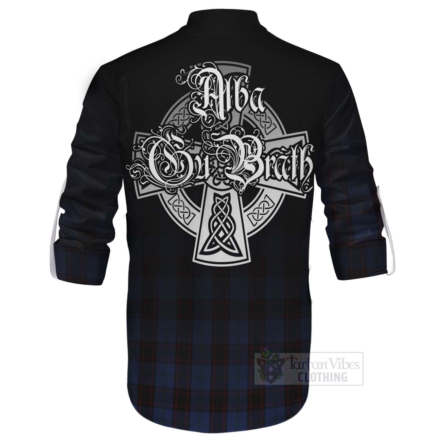 Tartan Vibes Clothing Home (Hume) Tartan Ghillie Kilt Shirt Featuring Alba Gu Brath Family Crest Celtic Inspired