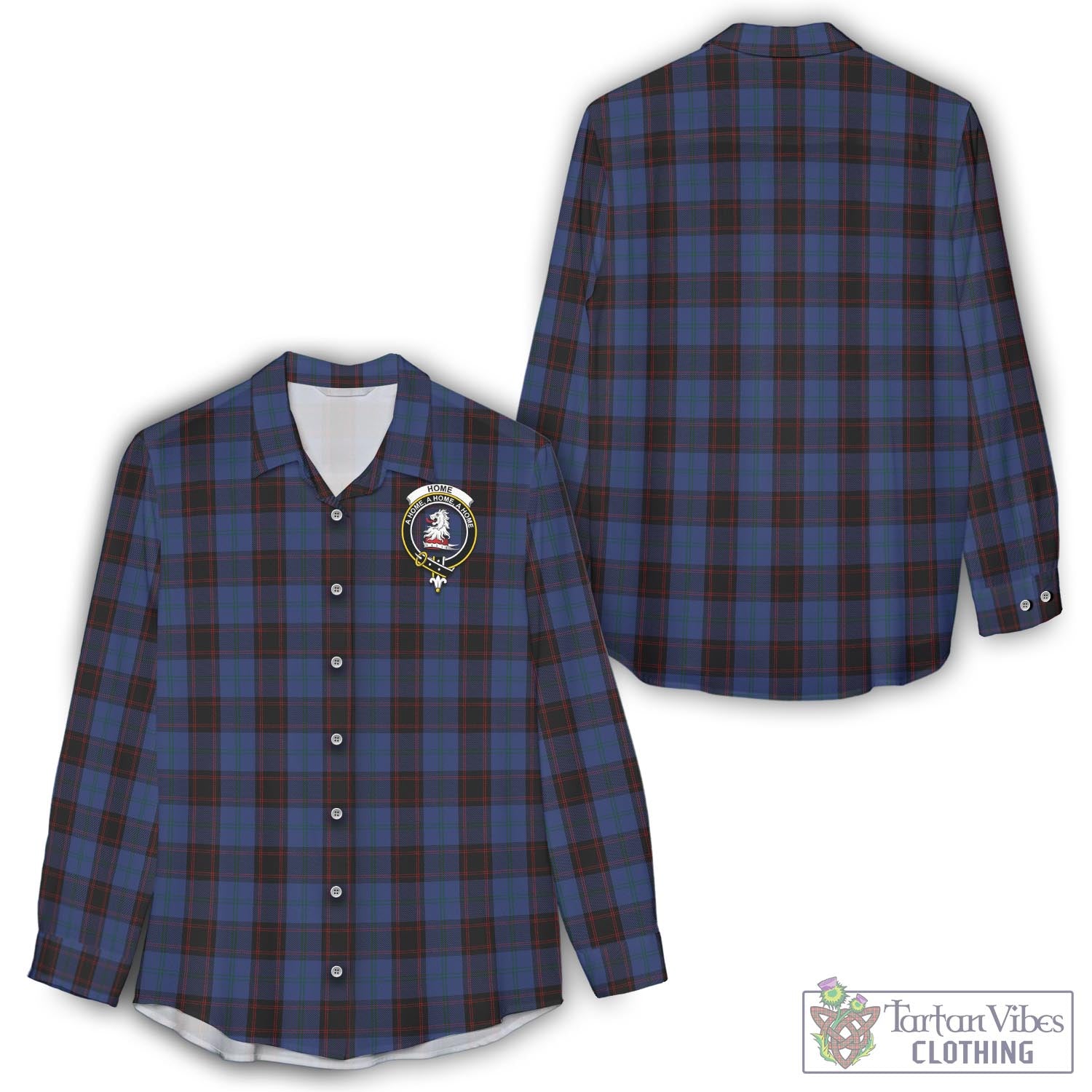 Tartan Vibes Clothing Home (Hume) Tartan Womens Casual Shirt with Family Crest