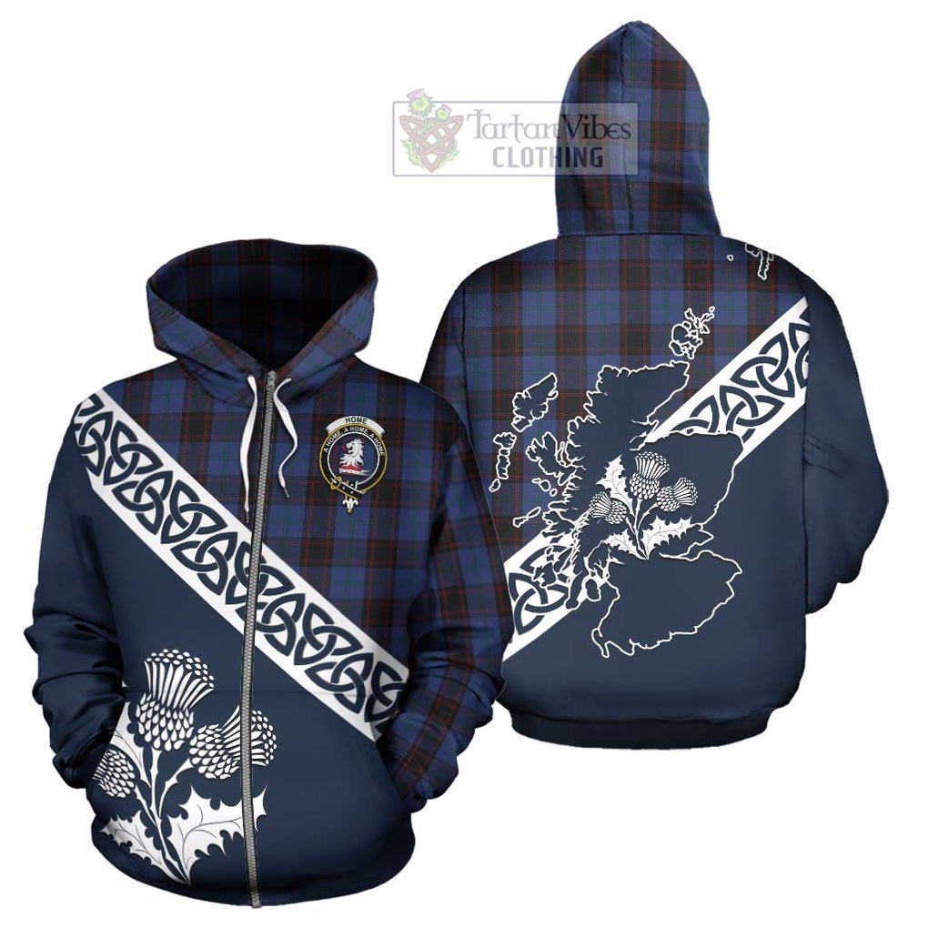 Tartan Vibes Clothing Home (Hume) Tartan Hoodie Featuring Thistle and Scotland Map