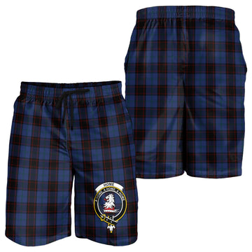 Home (Hume) Tartan Mens Shorts with Family Crest