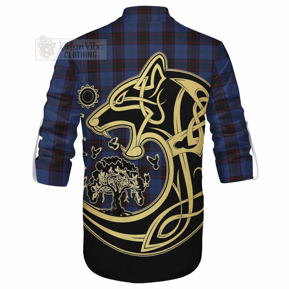 Tartan Vibes Clothing Home (Hume) Tartan Ghillie Kilt Shirt with Family Crest Celtic Wolf Style