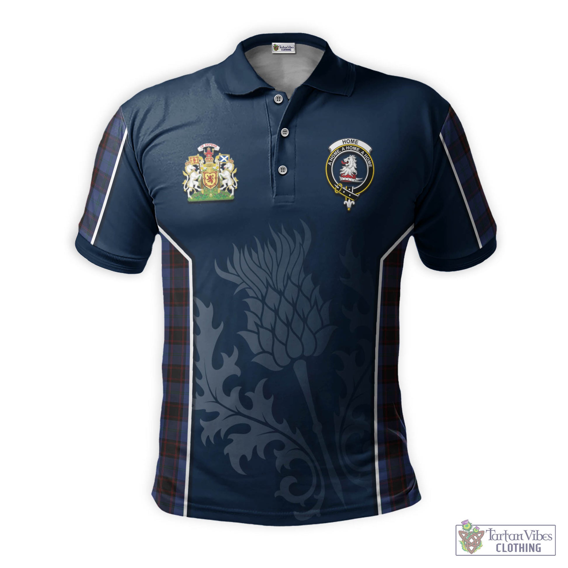 Tartan Vibes Clothing Home (Hume) Tartan Men's Polo Shirt with Family Crest and Scottish Thistle Vibes Sport Style