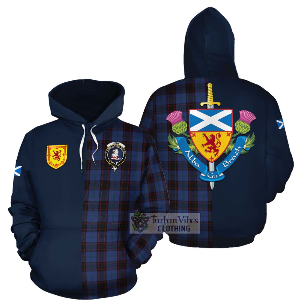 Tartan Vibes Clothing Home (Hume) Tartan Cotton Hoodie Alba with Scottish Lion Royal Arm Half Style