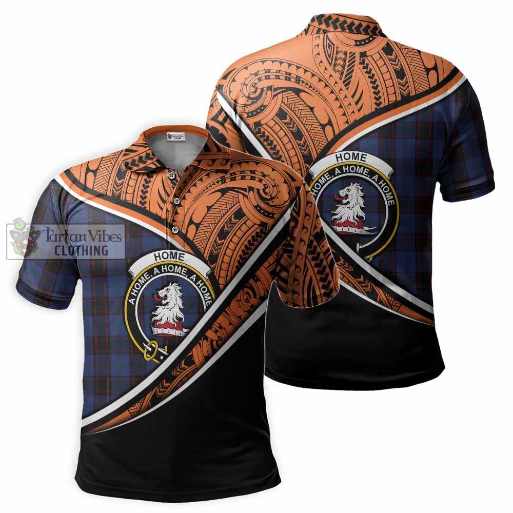 Tartan Vibes Clothing Home (Hume) Crest Tartan Polo Shirt with Maori Tattoo Style - Orange Version