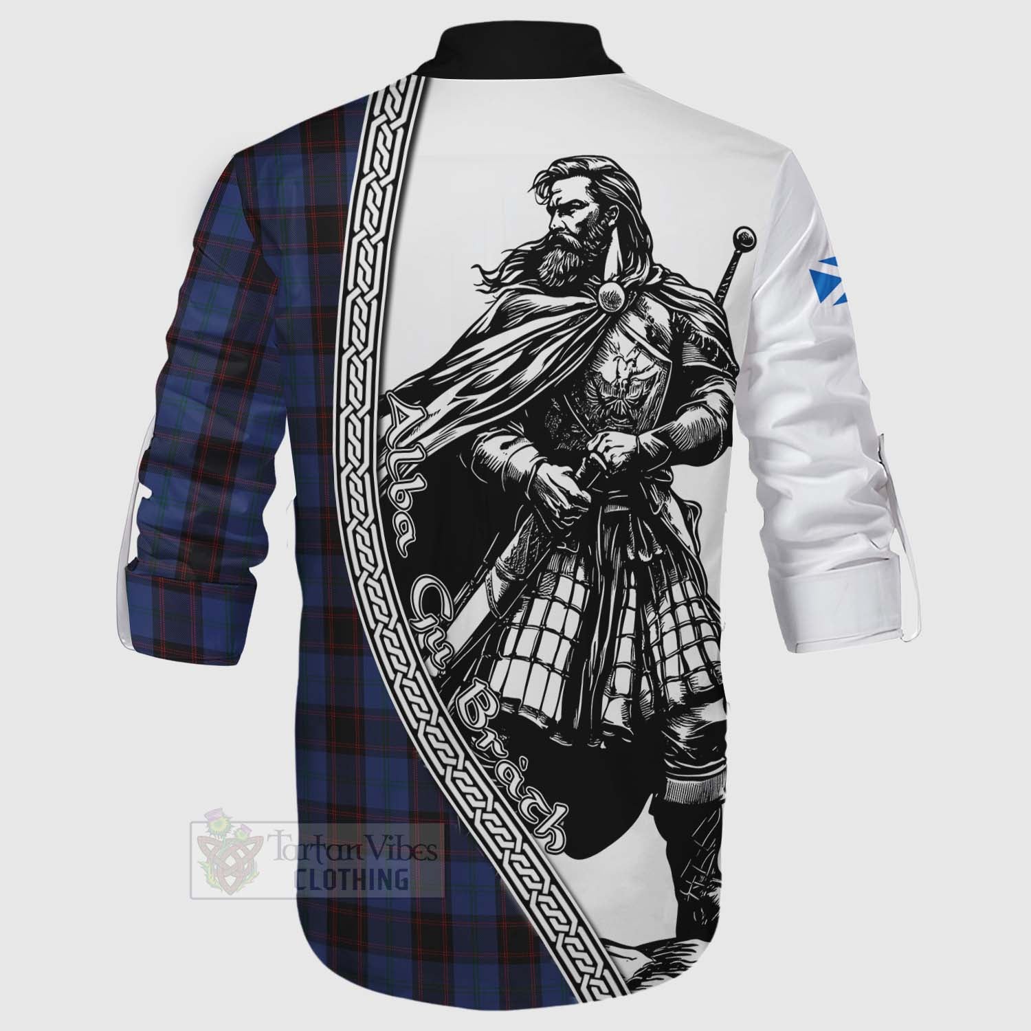 Tartan Vibes Clothing Home (Hume) Tartan Clan Crest Ghillie Kilt Shirt with Highlander Warrior Celtic Style