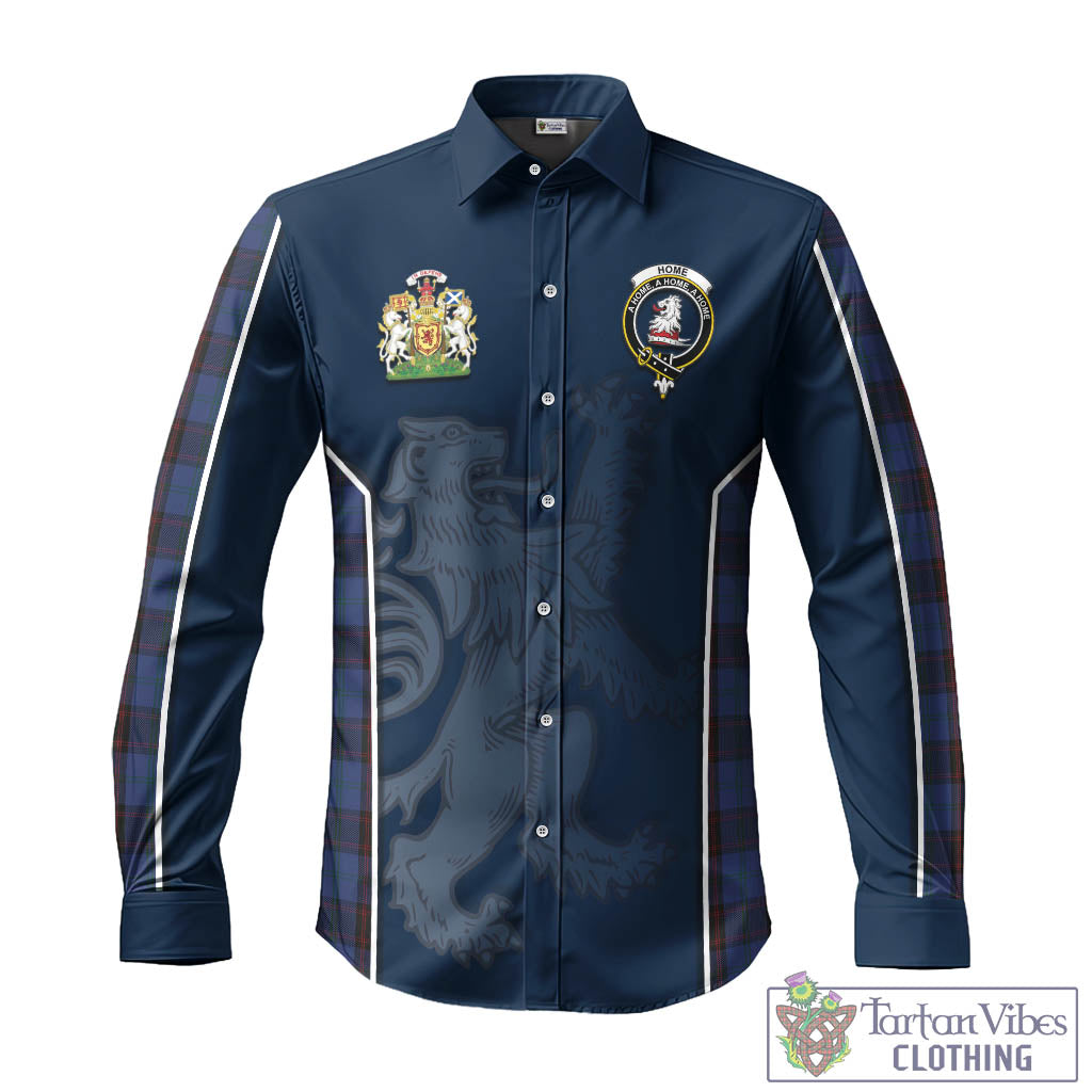 Tartan Vibes Clothing Home (Hume) Tartan Long Sleeve Button Up Shirt with Family Crest and Lion Rampant Vibes Sport Style