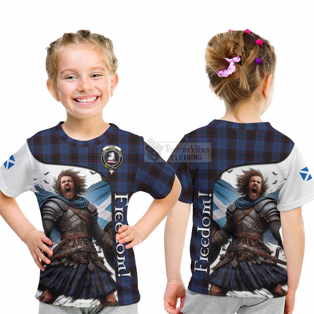 Tartan Vibes Clothing Home (Hume) Crest Tartan Kid T-Shirt Inspired by the Freedom of Scottish Warrior