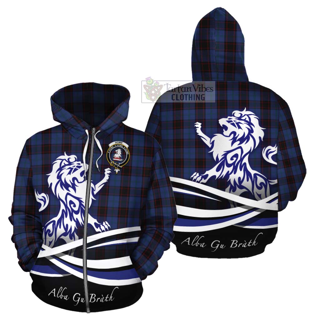 Tartan Vibes Clothing Home (Hume) Tartan Cotton Hoodie with Alba Gu Brath Regal Lion Emblem