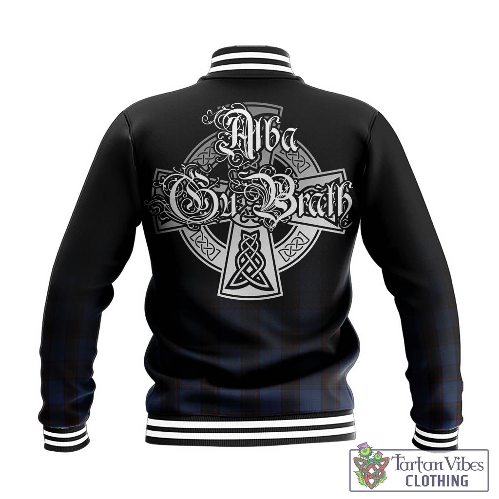 Tartan Vibes Clothing Home (Hume) Tartan Baseball Jacket Featuring Alba Gu Brath Family Crest Celtic Inspired