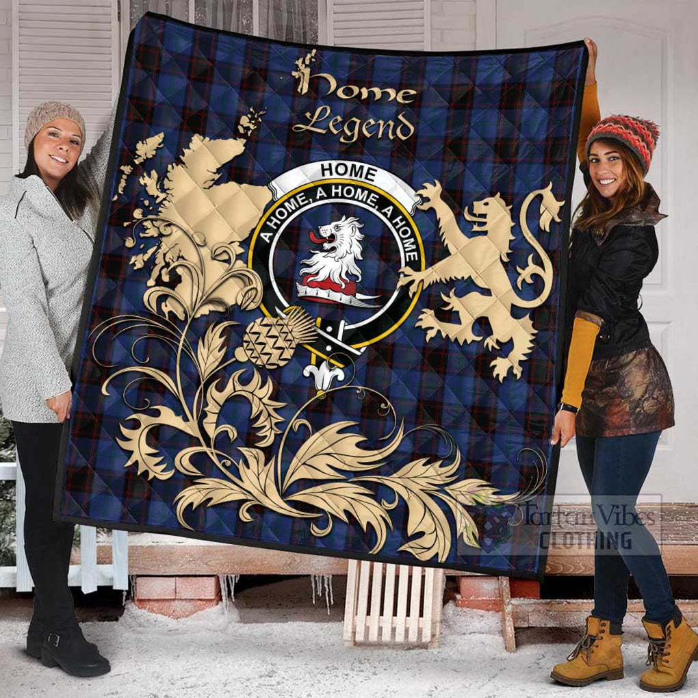 Tartan Vibes Clothing Home (Hume) Tartan Quilt with Family Crest and Scottish Symbol Style