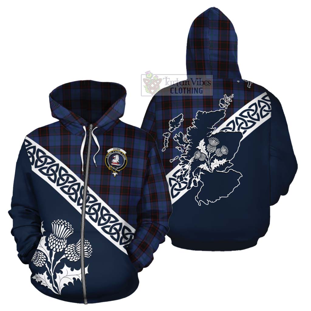 Tartan Vibes Clothing Home (Hume) Tartan Cotton Hoodie Featuring Thistle and Scotland Map