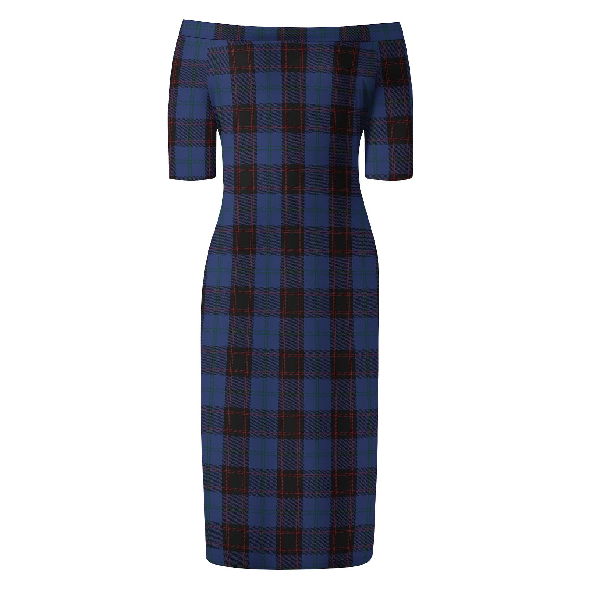 Home (Hume) Tartan Off Shoulder Lady Dress - Tartanvibesclothing