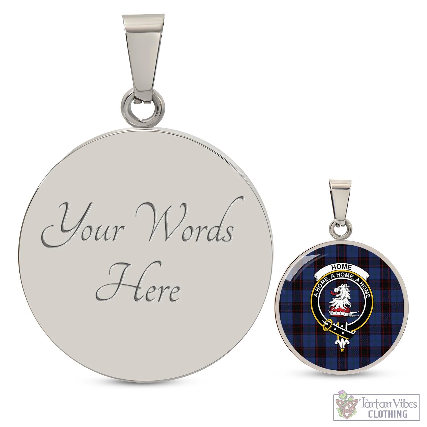 Tartan Vibes Clothing Home (Hume) Tartan Circle Necklace with Family Crest