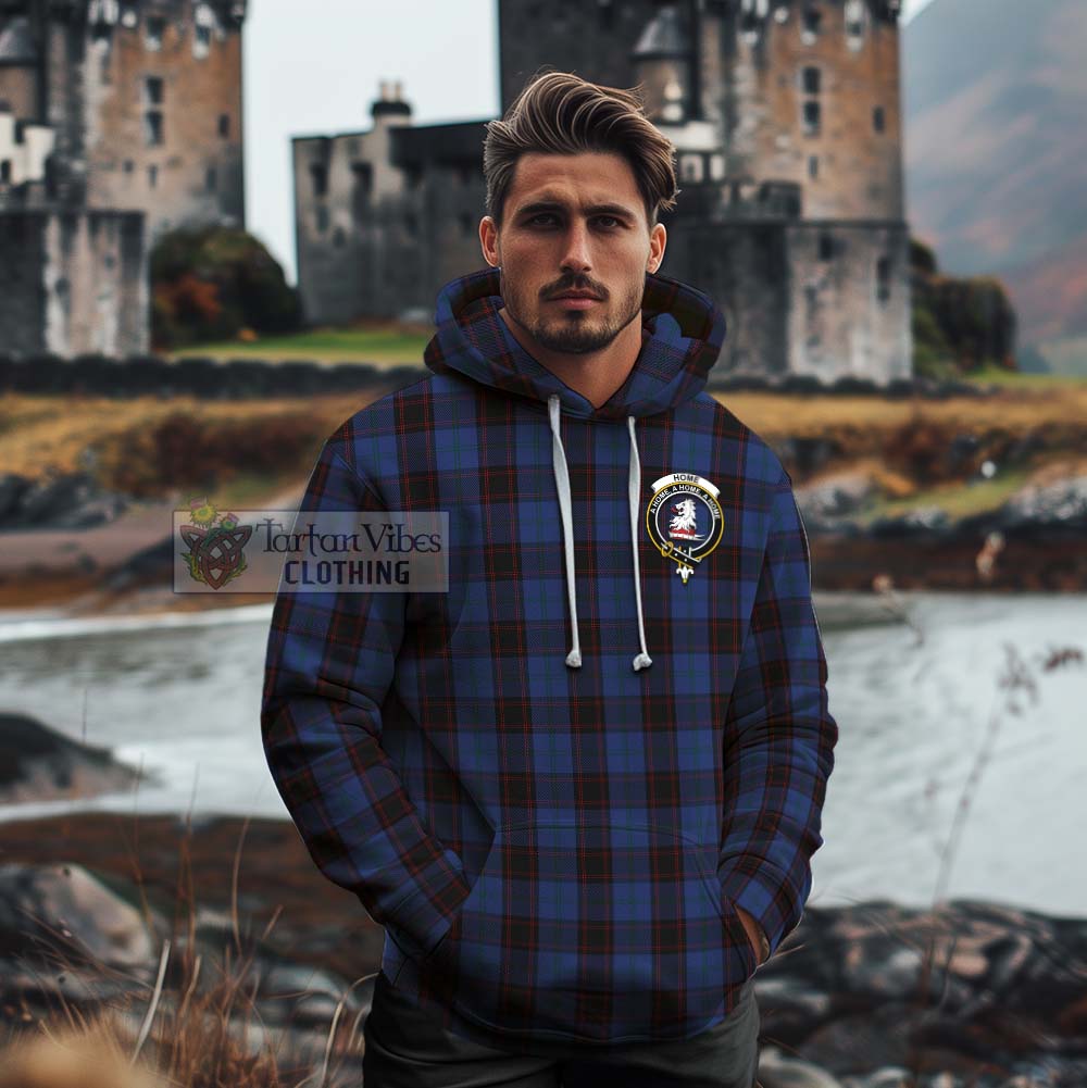 Tartan Vibes Clothing Home (Hume) Tartan Cotton Hoodie with Family Crest Celtic Skull Style