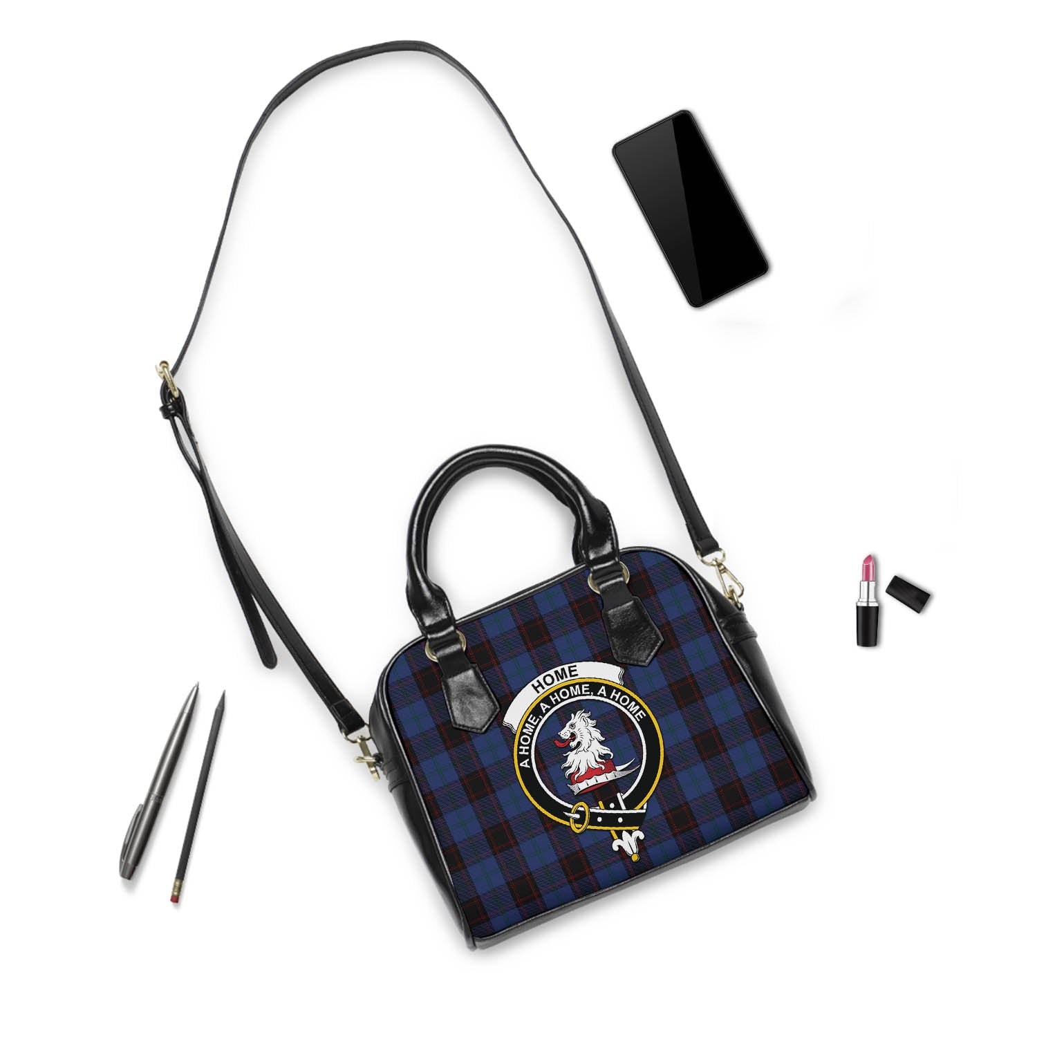 Home (Hume) Tartan Shoulder Handbags with Family Crest - Tartanvibesclothing