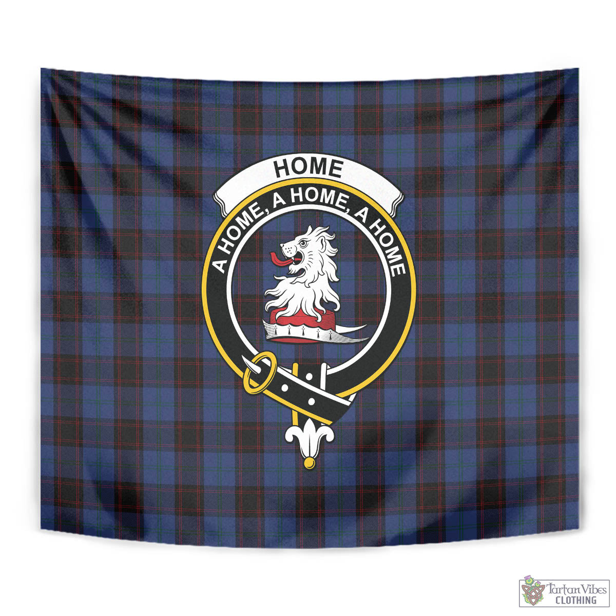 Tartan Vibes Clothing Home (Hume) Tartan Tapestry Wall Hanging and Home Decor for Room with Family Crest