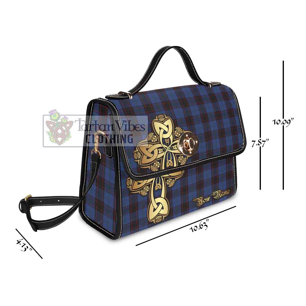 Tartan Vibes Clothing Home (Hume) Tartan Waterproof Canvas Bag Golden Thistle Celtic Cross Style