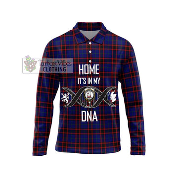 Home Modern Tartan Long Sleeve Polo Shirt with Family Crest DNA In Me Style