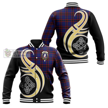 Home Modern Tartan Baseball Jacket with Family Crest and Celtic Symbol Style