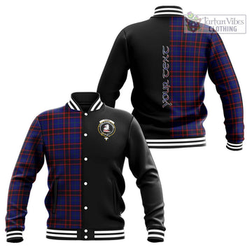 Home Modern Tartan Baseball Jacket with Family Crest and Half Of Me Style